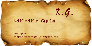 Kámán Gyula névjegykártya